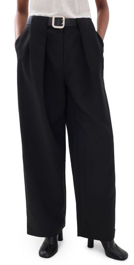 Source Unknown Source Unknown Matteo Belted Tuck Trousers Black
