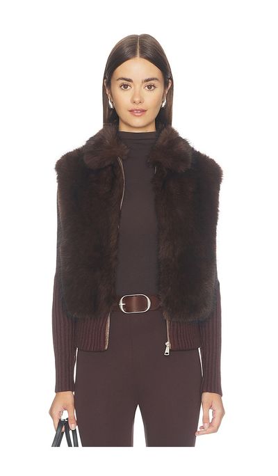 Source Unknown Source Unknown Meti Eco Fur Zip Cardigan