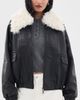 Source Unknown Source Unknown Rioni Faux Fur Collar Bomber Jacket Black - 2