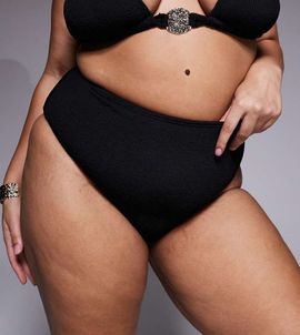 South Beach Curve South Beach Curve crinkle high waisted bikini bottoms in black