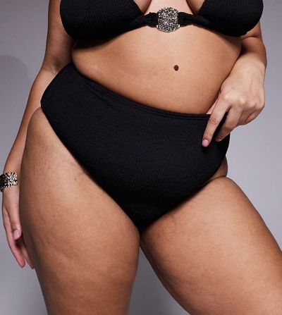 South Beach Curve South Beach Curve crinkle high waisted bikini bottoms in black