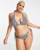 South Beach Curve South Beach Curve Exclusive triangle halter bikini top in zebra print-Multi - 4