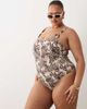 South Beach Curve South Beach Curve swimsuit with hardware detail in leopard print-Brown - 4