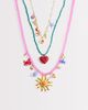 South Beach South Beach beaded multi layer charm necklace in pink - 1