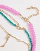 South Beach South Beach beaded multi layer charm necklace in pink - 4