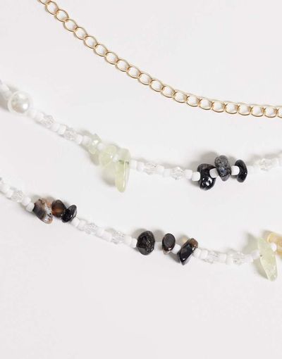 South Beach South Beach beaded shell trim belly chain in multi