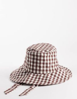 South Beach South Beach canvas sun hat in brown gingham