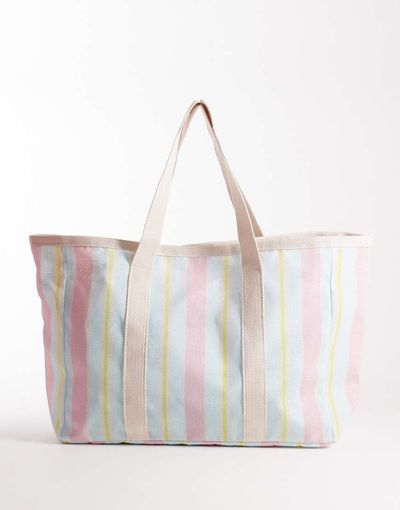 South Beach South Beach casual beach tote bag in pastel stripe-Multi