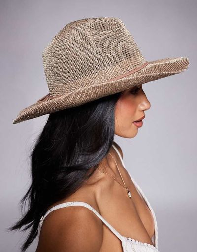 South Beach South Beach cowboy hat in metallic gold