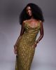 South Beach South Beach cowl neck maxi beach dress in olive-Green - 4