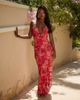 South Beach South Beach cowl neck maxi beach dress in tropical flower red-Multi - 1