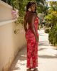 South Beach South Beach cowl neck maxi beach dress in tropical flower red-Multi - 3