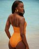 South Beach South Beach crinkle cut out swimsuit with gold hardware details in copper-Orange - 2