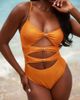 South Beach South Beach crinkle cut out swimsuit with gold hardware details in copper-Orange - 3