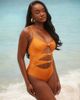 South Beach South Beach crinkle cut out swimsuit with gold hardware details in copper-Orange - 4