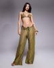 South Beach South Beach crochet beach pants in green stripe - 1