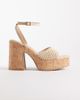 South Beach South Beach crochet cork heeled sandals in cream-White - 1