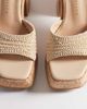 South Beach South Beach crochet cork heeled sandals in cream-White - 2