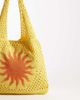 South Beach South Beach crochet tote bag with sun print in yellow - 3