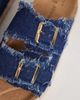 South Beach South Beach double buckle espadrille sandals in frayed dark blue denim - 2