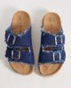 South Beach South Beach double buckle espadrille sandals in frayed dark blue denim - 4
