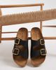 South Beach South Beach double buckle sandals in black faux suede - 1