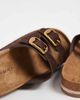 South Beach South Beach double buckle sandals in brown faux suede - 3
