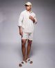 South Beach South Beach drawstring beach shorts in beige and white stripe-Neutral - 1