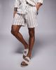 South Beach South Beach drawstring beach shorts in beige and white stripe-Neutral - 2