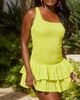 South Beach South Beach eyelet ruffles mini beach dress in chartreuse-Green - 2