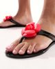 South Beach South Beach flower flip flops in black with red rose - 2