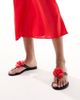 South Beach South Beach flower flip flops in black with red rose - 4