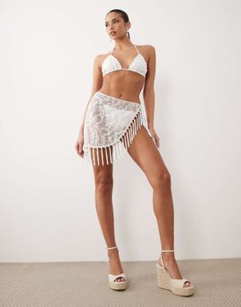 South Beach South Beach glitter lace sarong in white