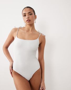 South Beach South Beach glitter one-piece swimsuit in white