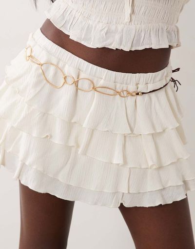 South Beach South Beach hammered circle chain belt in gold