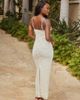 South Beach South Beach lace beach maxi dress with bow detail and back slit in cream-White - 3