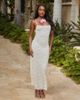 South Beach South Beach lace beach maxi dress with bow detail and back slit in cream-White - 4