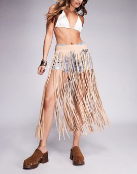 South Beach South Beach maxi fringe festival belt in tan-Brown