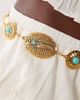 South Beach South Beach molten chain belt with turquoise stones in gold - 2