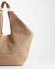 South Beach South Beach oversized landscape shoulder tote bag with resin bead handle in natural-Neutral - 3