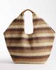 South Beach South Beach oversized landscape shoulder tote in neutral stripes-Multi - 1
