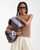 South Beach South Beach oversized woven shoulder bag in brown and blue stripe-Multi - 1