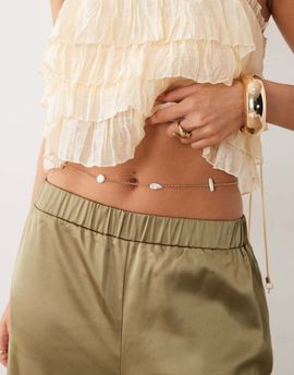 South Beach South Beach pearl belly chain in gold