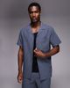 South Beach South Beach seersucker shirt in petrol blue - 1