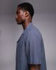 South Beach South Beach seersucker shirt in petrol blue - 4