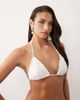 South Beach South Beach sequin lace triangle bikini top in white - 1
