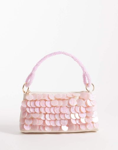 South Beach South Beach shell embellished ibiza shoulder bag in light pink-Purple