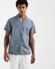 South Beach South Beach short sleeve linen mix shirt in faded blue stripes - 1