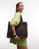 South Beach South Beach shoulder straw beach tote bag in chocolate brown - 1