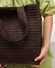 South Beach South Beach shoulder straw beach tote bag in chocolate brown - 2